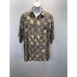 Croft & Barrow Shirt Men's X-Large Green Tropical Button Up Summer Vacation